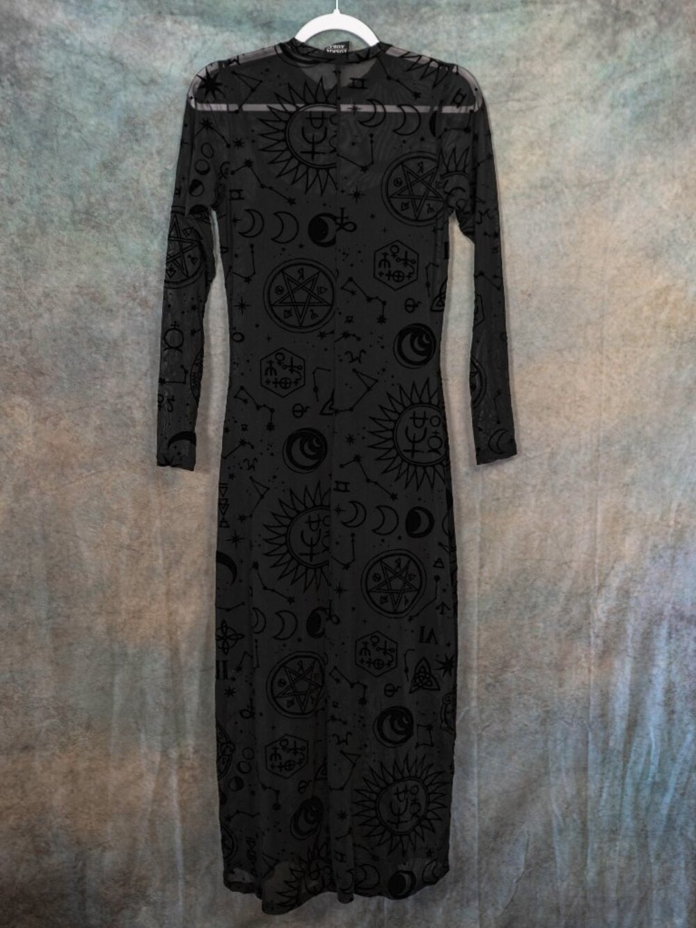 NWT Hot Topic Cosmic Aura Mesh Velvet Whimsigoth Witchy Maxi Dress - Medium - Picture 7 of 8
